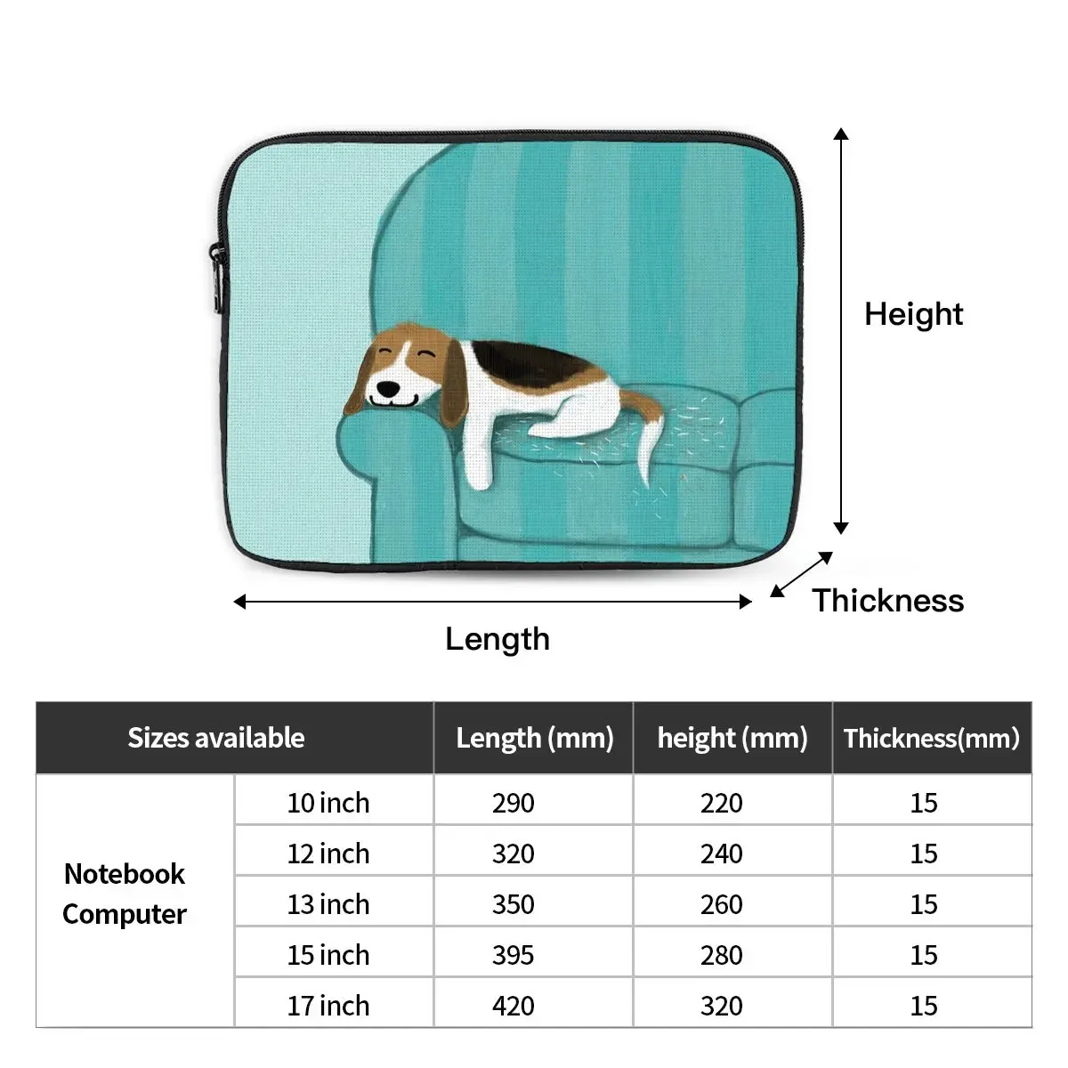 Happy Couch Dog Cute Beagle Notebook Laptop Bag Case 10 12 13 15 17 Inch Notebook Sleeve Cover Bag Tablet Shockproof Case Bag