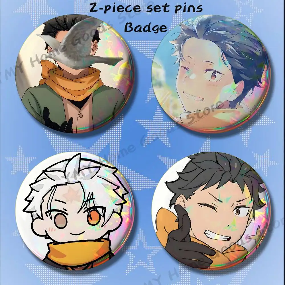 Anime Cartoon Subaru Natsuki 486 Zero 2-piece set Free Mix Backpack Clothes Jewelry Accessories Round Badge Collection Gifts
