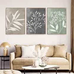 Vintage Sage Green Plant Leaves Posters and Print Pictures Nordic Modern Living Room Wall Art Decoration Canvas Painting Mural