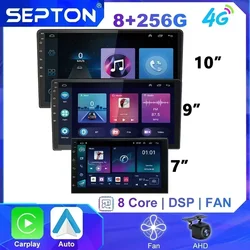 SEPTON-Autoradio Android 12, 7/9/10 Pouces, GPS, Lecteur de Limitation 2 Din, pour Voiture Nissan, Toyota et Kia