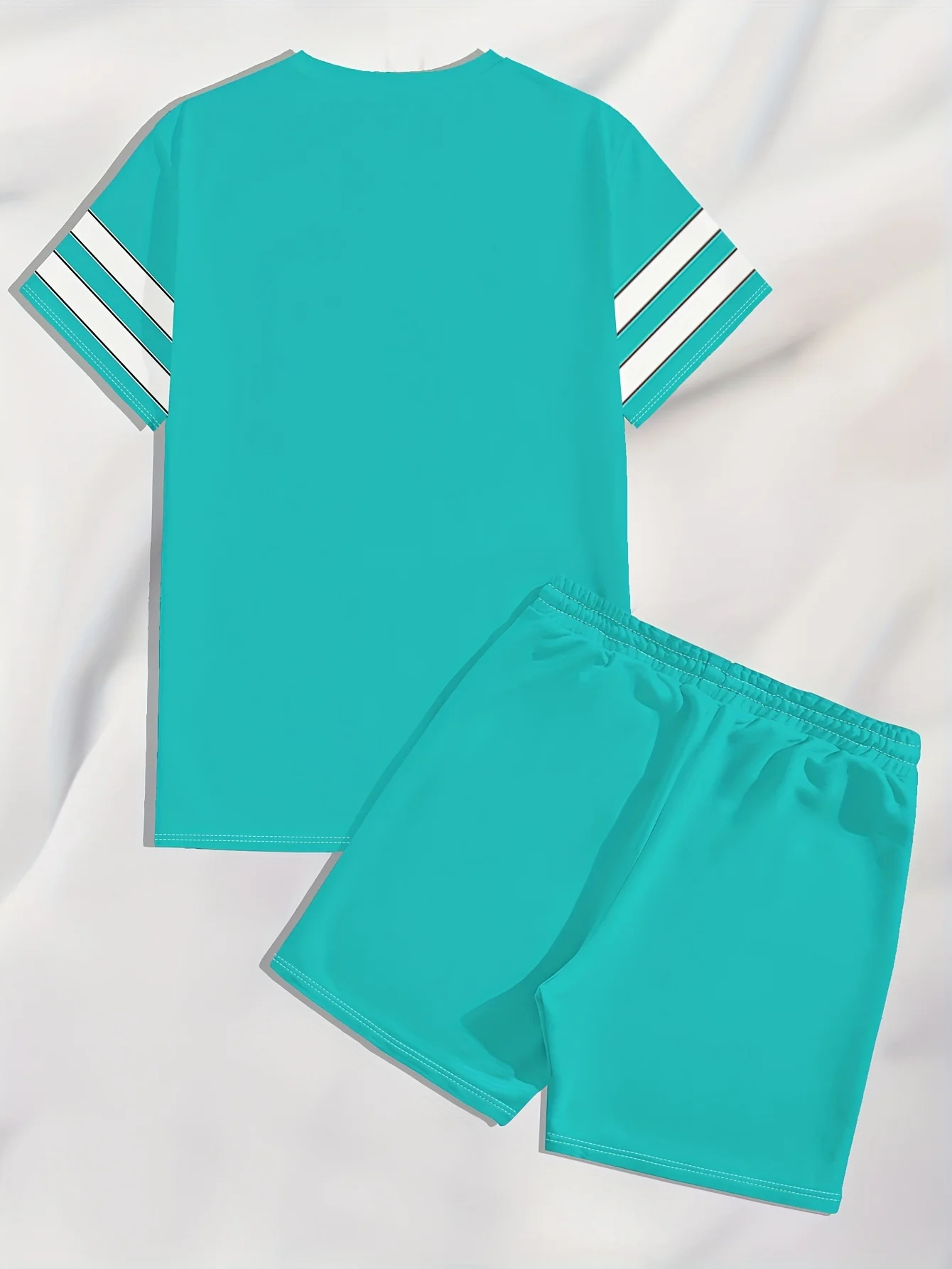 

Летняя мужская футболка и шорты с бейсбольным элементом и цифровой линией с буквенным принтом, комплект из двух предметов