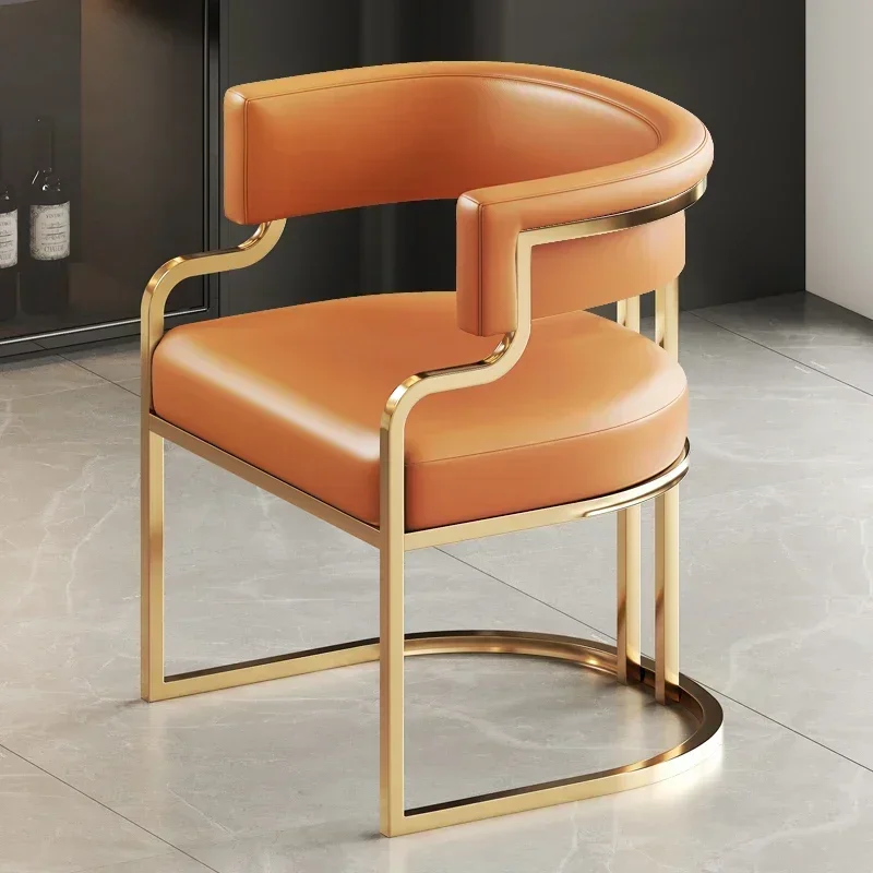 Designer Unique Dining Chairs Beige Gold Legs Waiting Fashion Sofa Chairs Luxury Adults Floor Protector Sillas Indoor Supplies