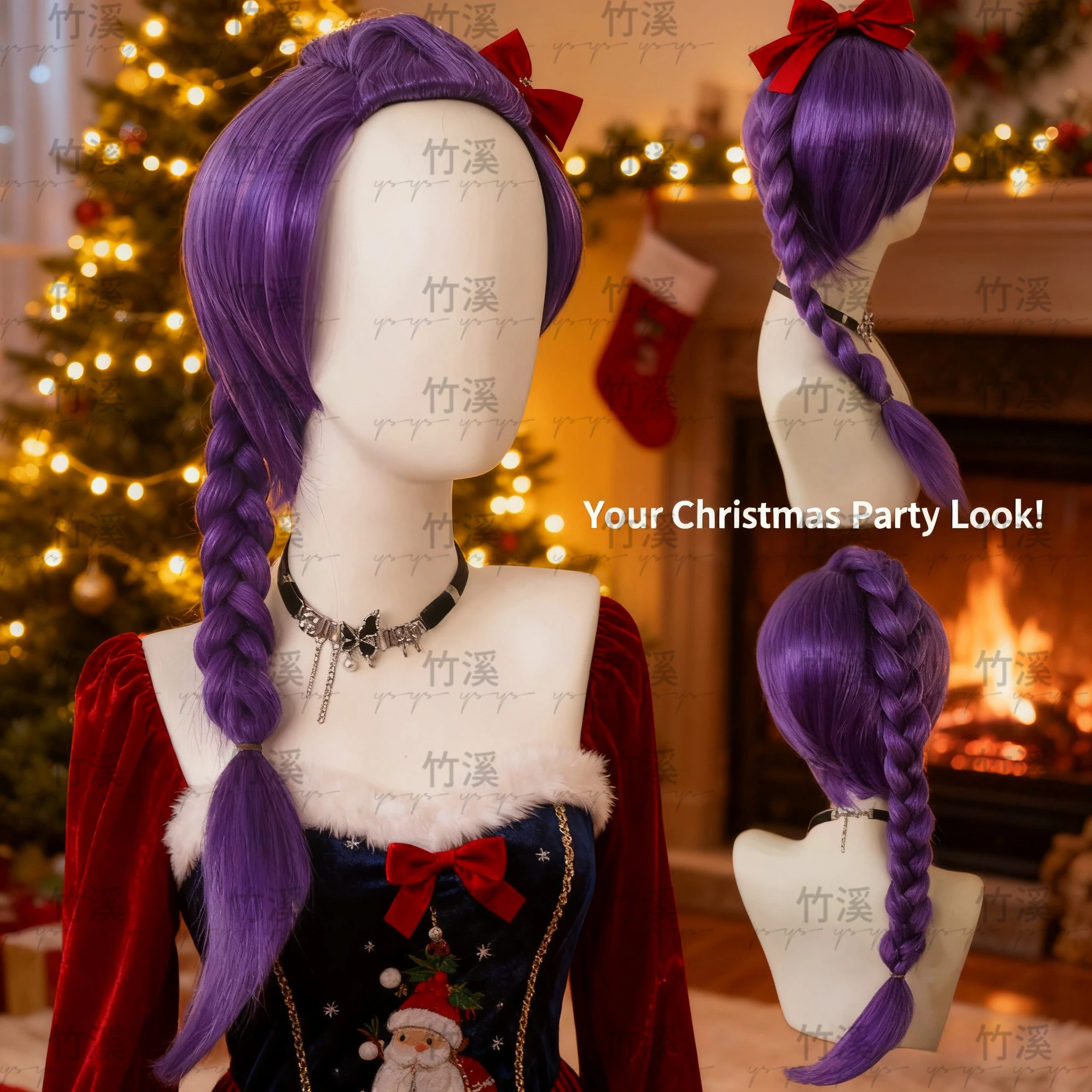 KPOP 마녀 사냥 어린이 할로윈 가발, 역할극을 위한 보라색 애니메이션 머리띠, 이상한 파티 의상 및 액세서리