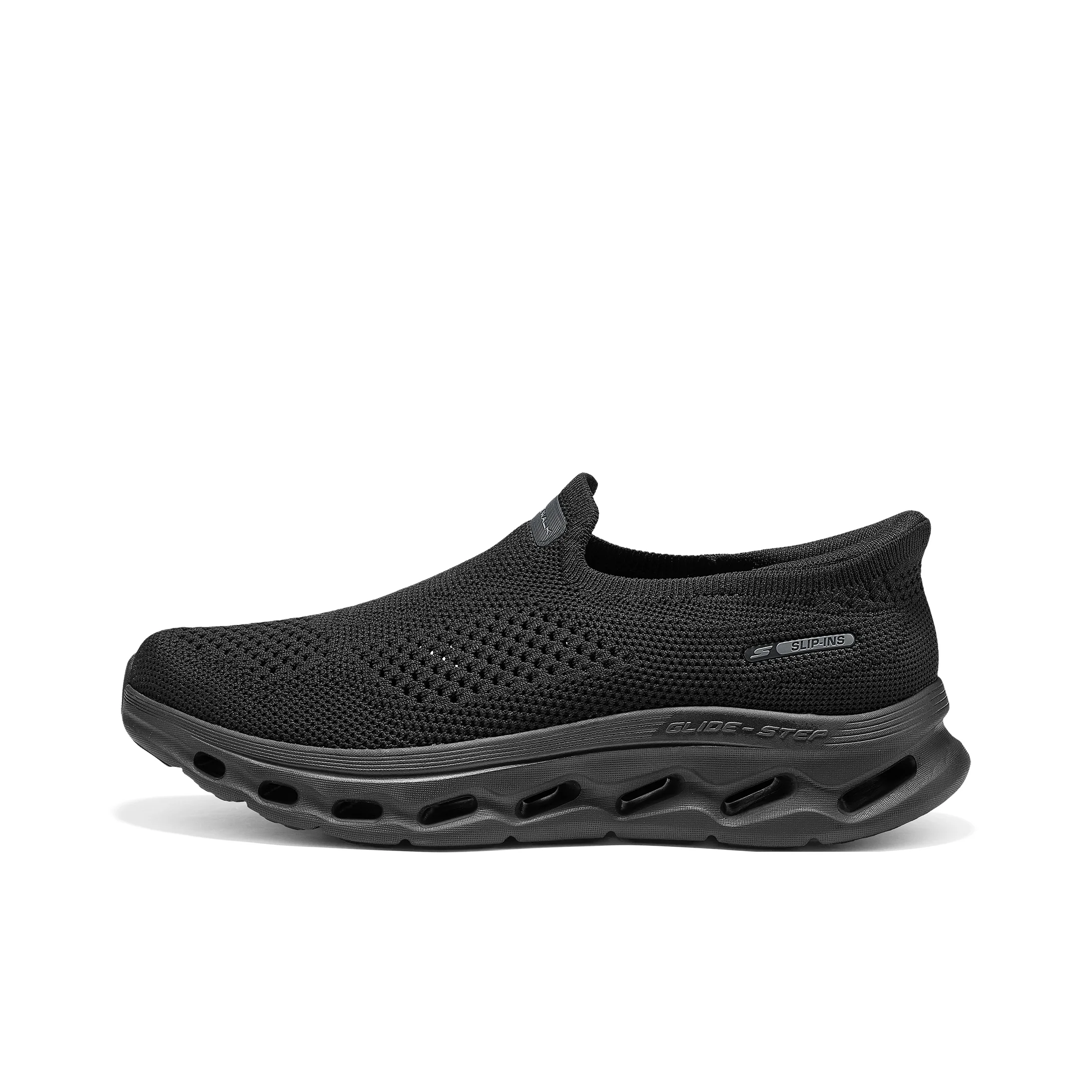 Skechers GO WALK GLIDE STEP 2.0 Cushioning Breathable Support Rebound Walking Shoes Men's All Black 217025-BBK