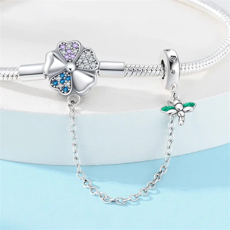 

New 925 Sterling Silver Dragonfly Flowers Bracelet For Women Fashion Birthday Jewelry Gift