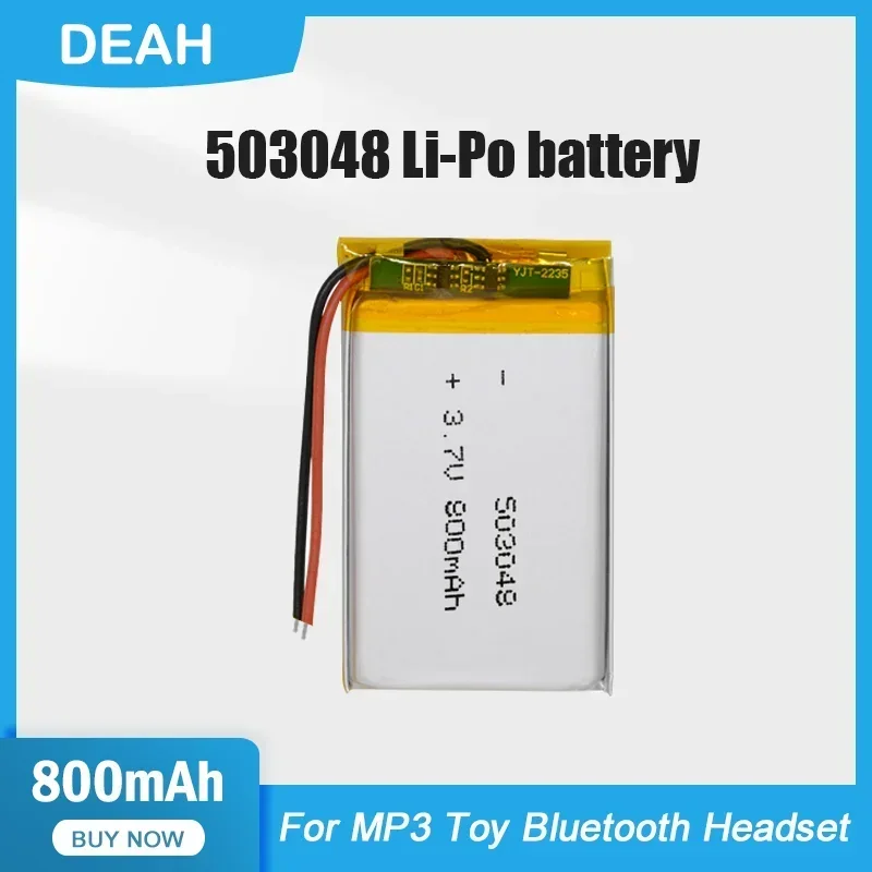 1-2PCS 503048 053048 800mAh 3.7V Lithium Polymer Rechargeable Battery For MP3 MP4 GPS DVD Bluetooth Headset Speaker LED Light