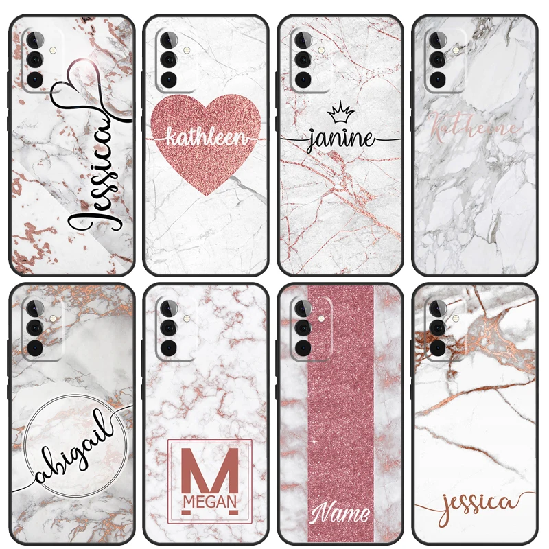 MARBLE NAME INITIALS CUSTOM For Samsung Galaxy A34 A54 A14 A24 A72 A52 A32 A22 A12 A51 A71 A13 A23 A33 A53 Phone Case