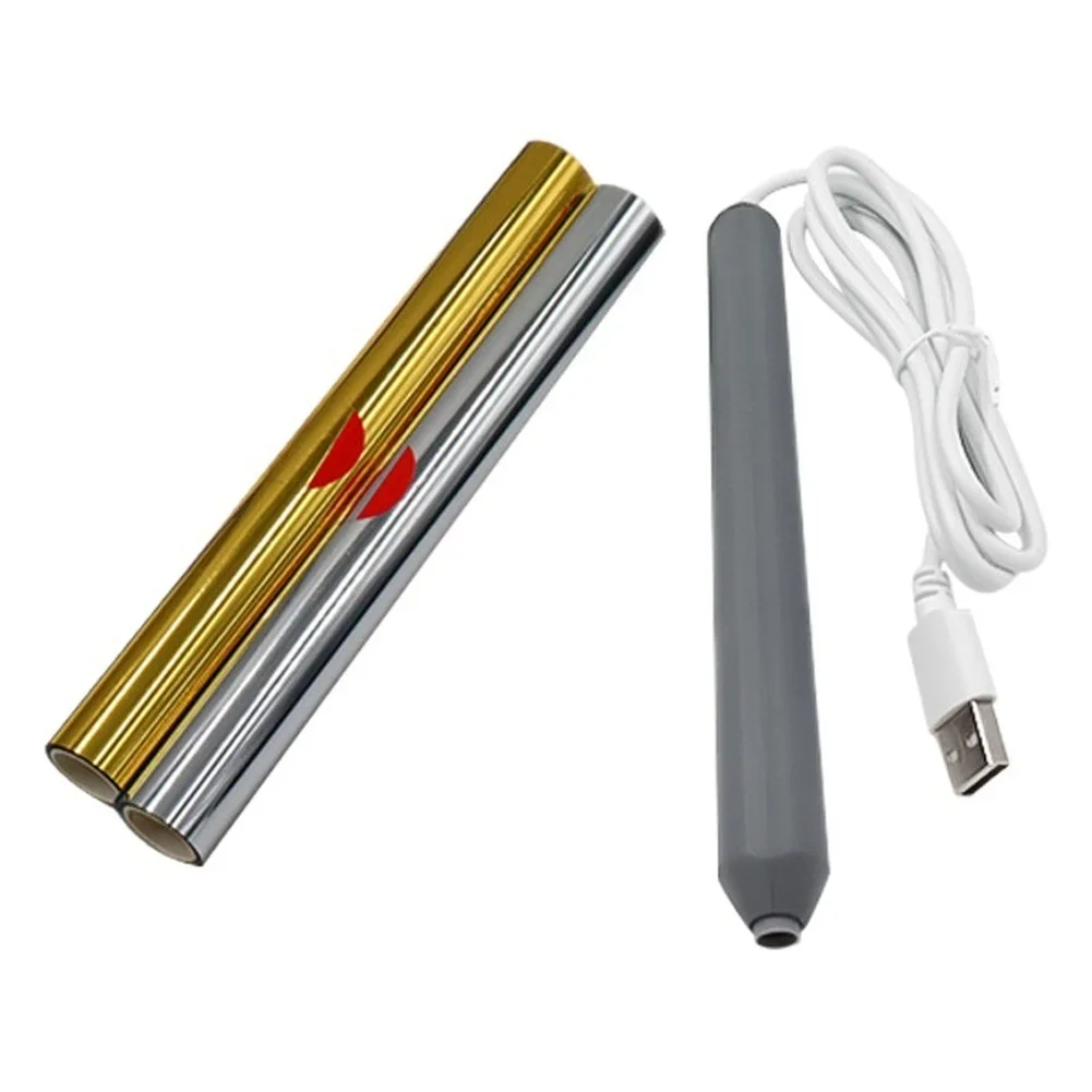 1set USB Hot Stamping Pen With 4 Replaceable Tip Gold Silver Foil Heating Tool For Stunning Gold Foil Elements To Card Scrapbook