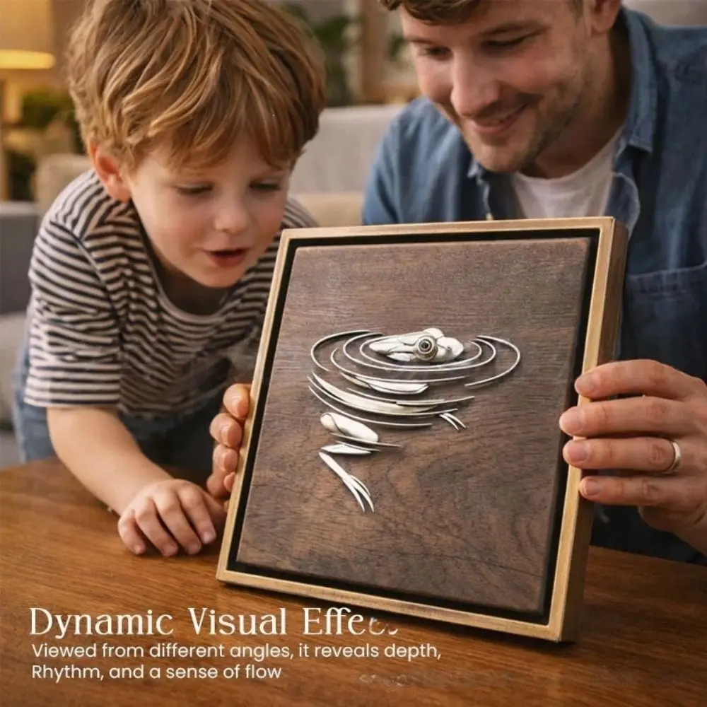 Dynamic Visual Effects Metal Frog Sculpture Exquisite Portable Frog Picture Frame Ornament Creative