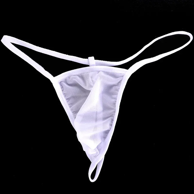 Sexy Men\'s G-strings Thongs See Through Mesh Underwear T-back Bikini Briefs Underpants Low Rise Male Sissy Panties