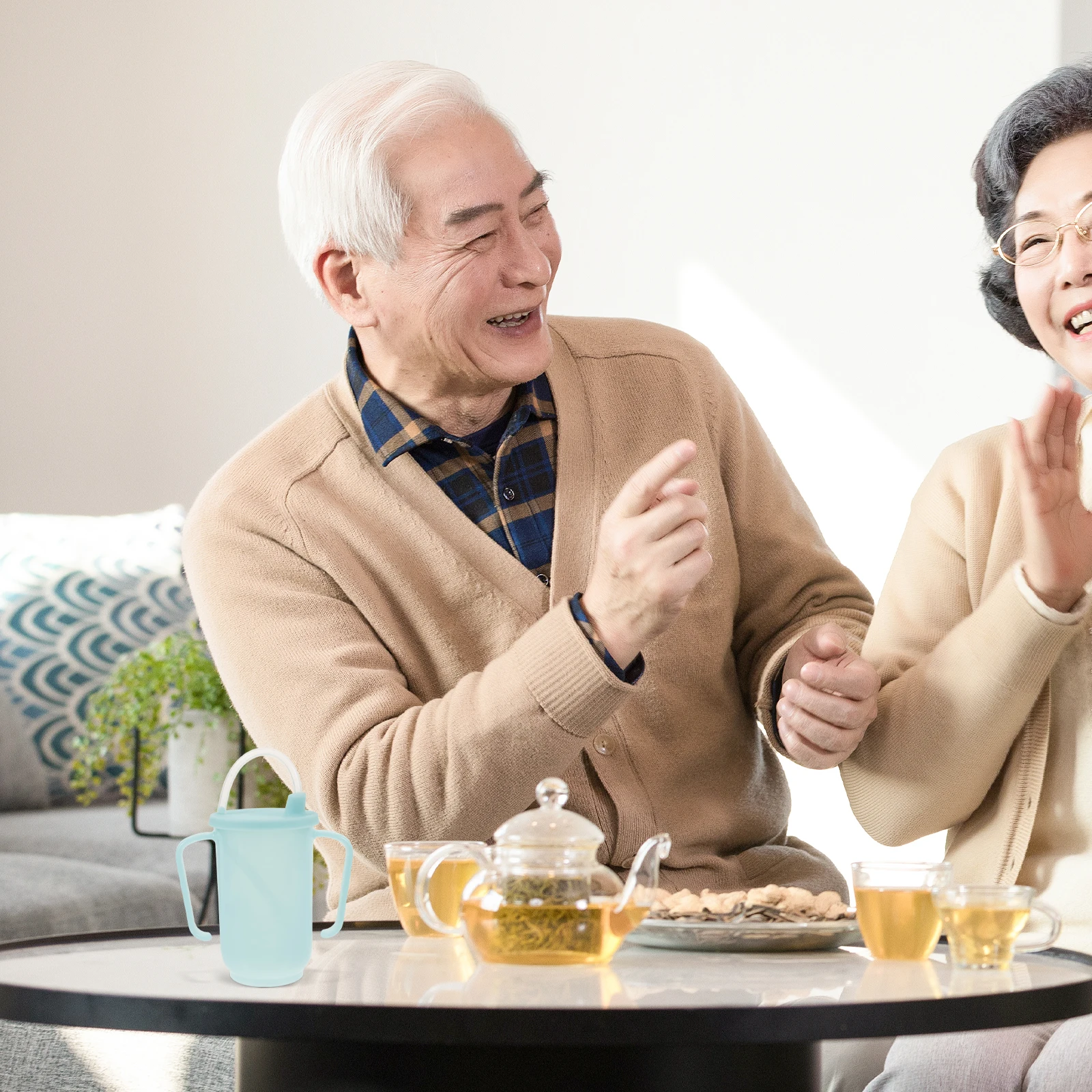 

Elderly Anti-choking Water Cup Spill Proof Disabled Patients Sky-blue Drinking Pregnant Bedridden Reusable Plastic Straw Mouth