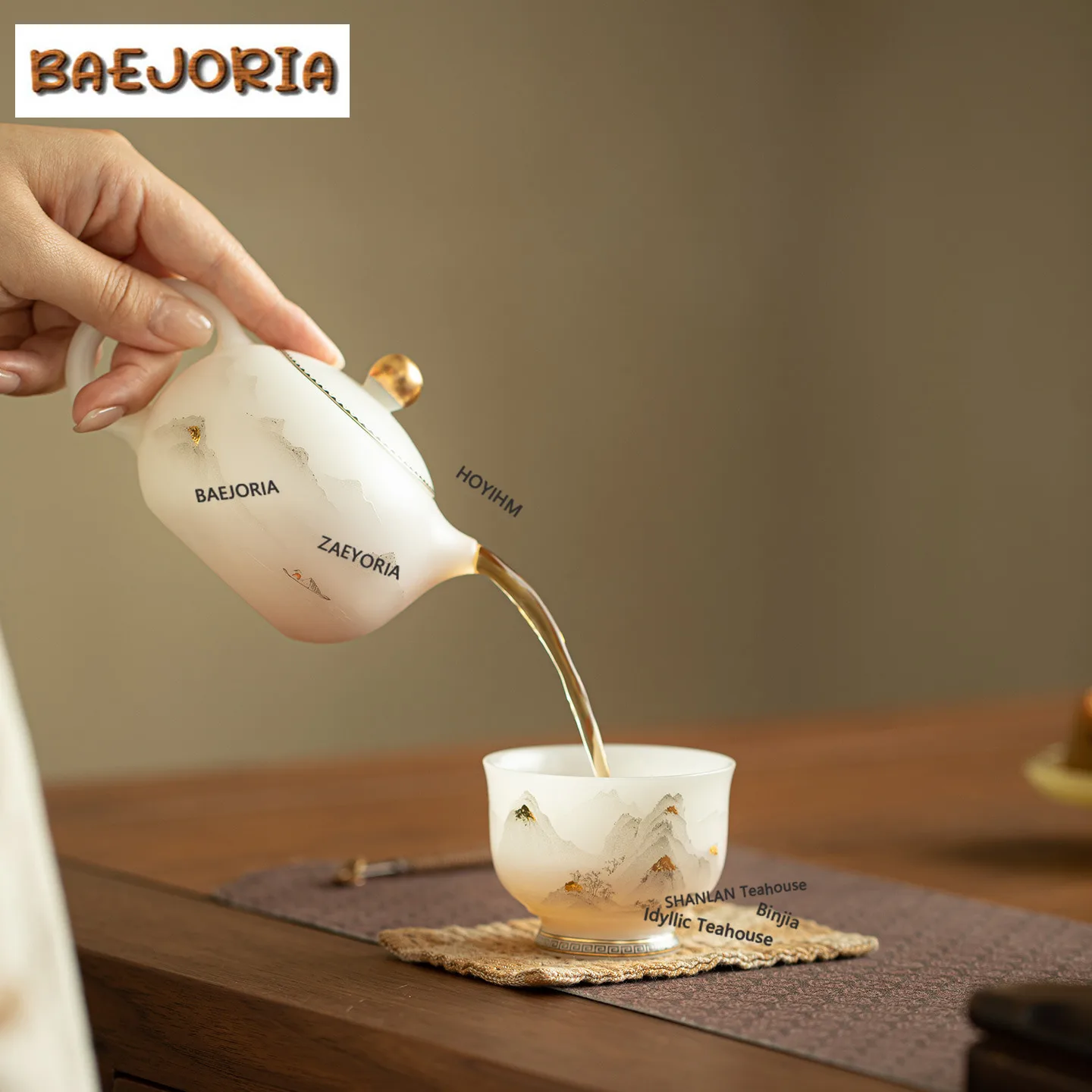 BAEJORIA 175ml Ice Species Gold Drawing Mountains Teapot Japanese Tea Infuser Pot Tea Maker Kettle With Strainer Teaset Gifts