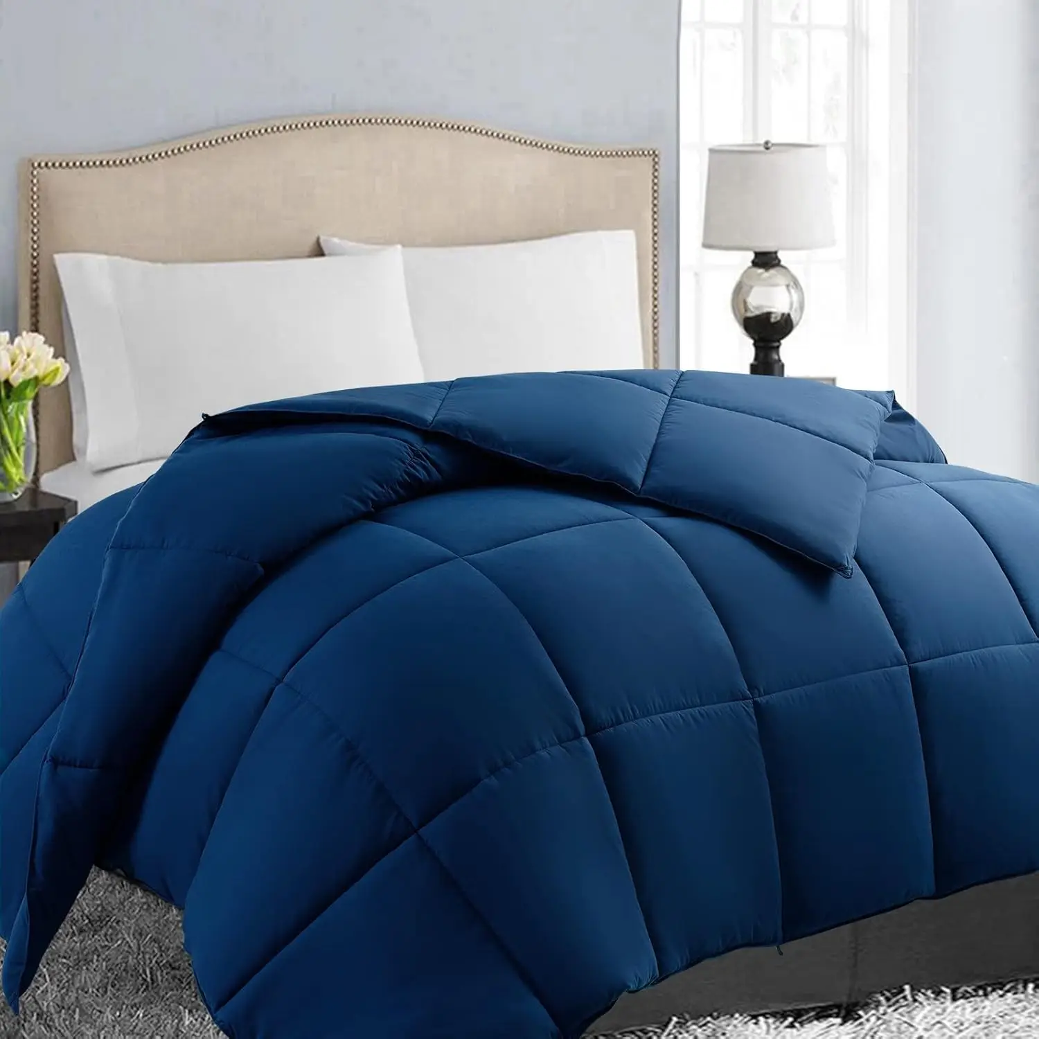 

All Season Queen Size Soft Quilted Down Alternative Comforter Reversible Duvet Insert with Corner Tabs,Winter Summer Warm Fluffy