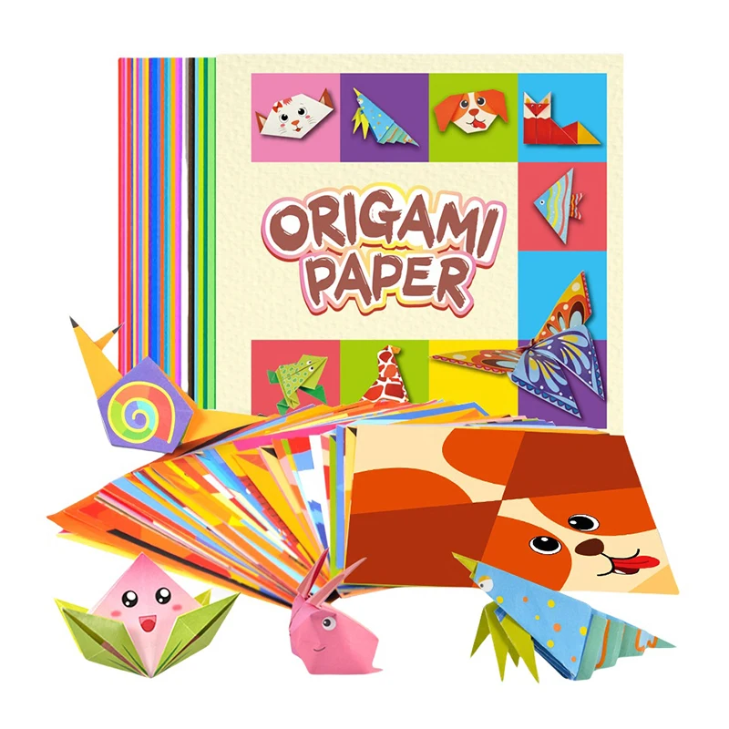 54Sheets Children Origami Book Cute Animals Pattern 3D Puzzle DIY Handmade 3D Origami Guide English Books