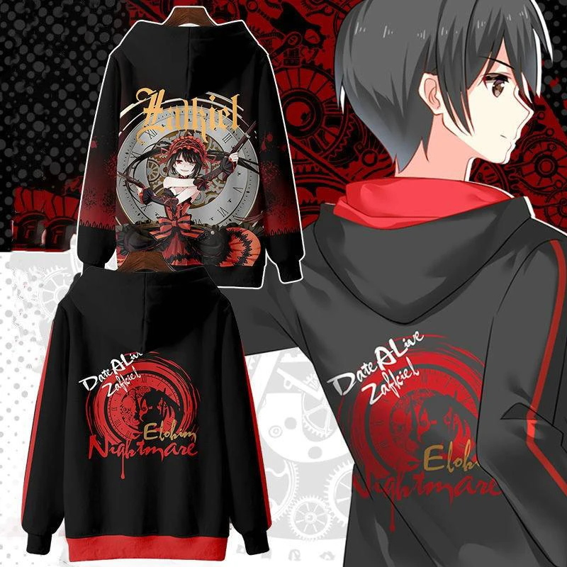 DATE A LIVE Tokisaka Kurumi 3d Hoodies Sweatshirt Japan Game Anime Men Women Hooded Tops Long Sleeve Hoodie Pullover Clothes 4XL