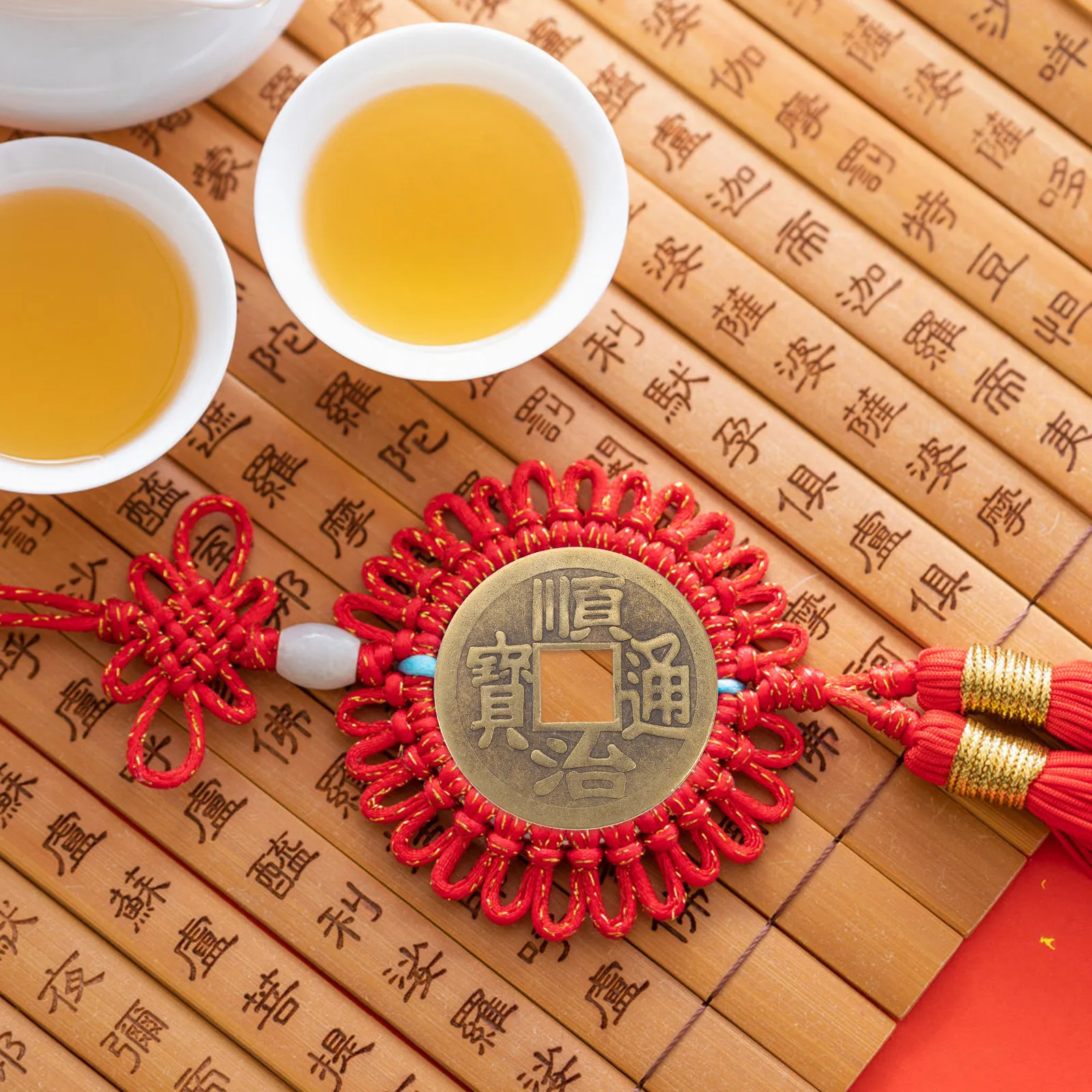 

6Pcs Brass Chinese Car Hanging Coin Set Chic DIY Coin Decorative Craft for Home Office Car DIY Accessory