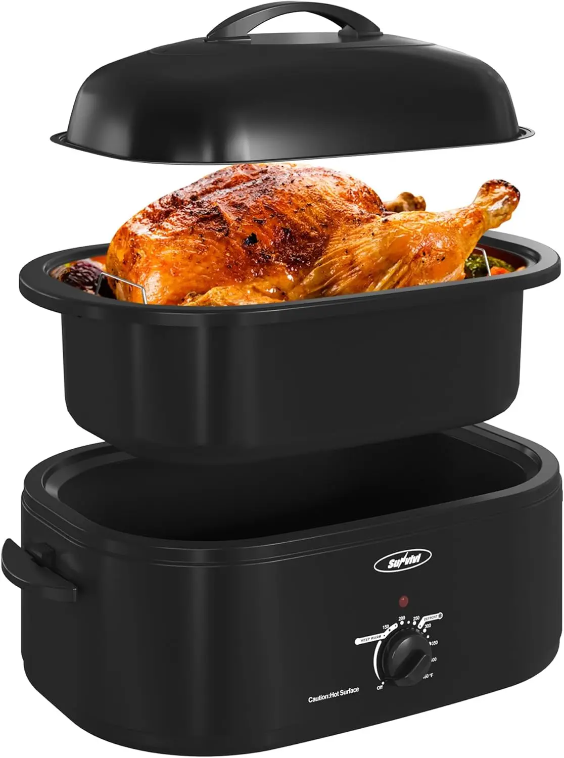 Quart Roasting Oven with Self-Basting Lid Removable Pan,Turkey Roaster Oven with 150 to 450F Temperature Control Cool-Touch Hand