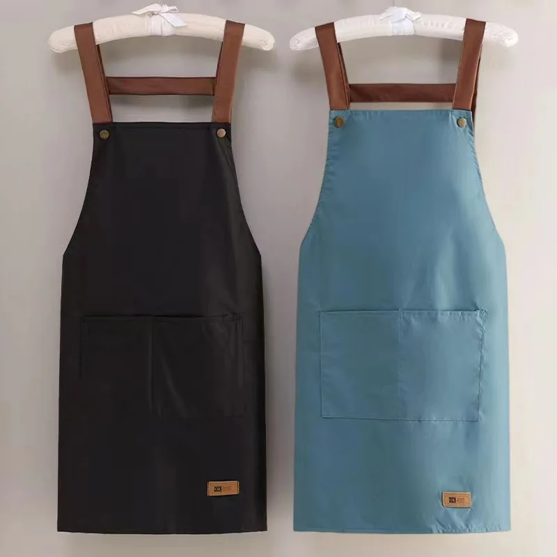 Simple Hand-wiping Apron Oilproof Cooking Apron Kitchen Cooking Black/white/green/pink/blue Work Clothes Solid Color Apron Pvc