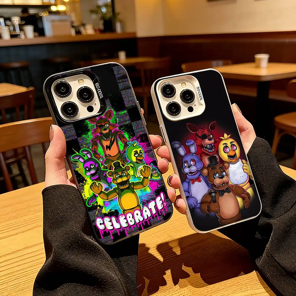 

F-Five-Nights-at-Freddys Phone Case For iPhone 17,16,15,14,13,12,11 Plus,Pro Max,XS,Colorful Silver Black Cover
