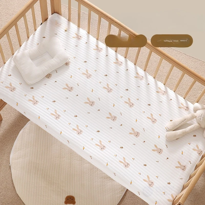 Colchão de Bebê em Algodão Puro com Lençol de Cama para Recém-Nascidos, Capa de Colchão para Crianças, Lençol para Quatro Estações