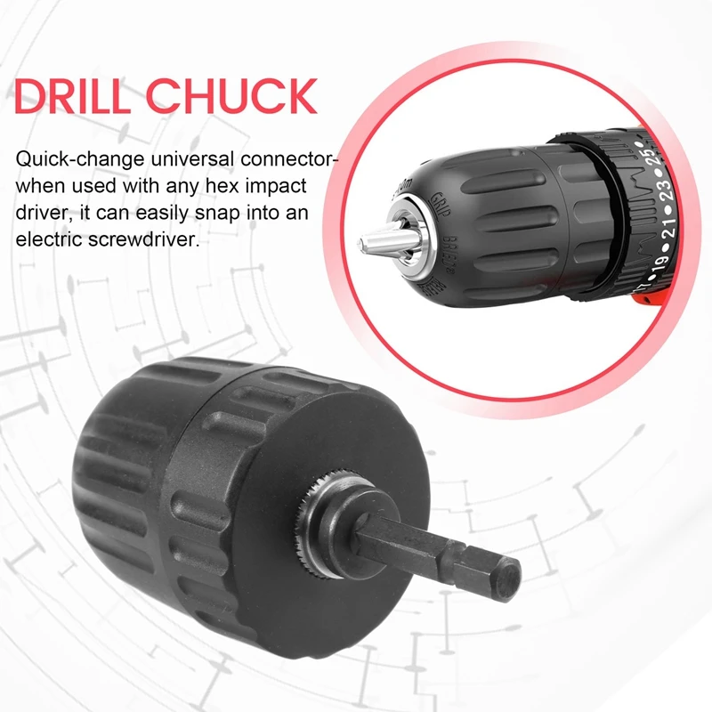 2 Pieces Of Hand-Tight Chuck Set Adapter Heavy Duty 10Mm Keyless Drill Chuck With Adapter Hardware Tools