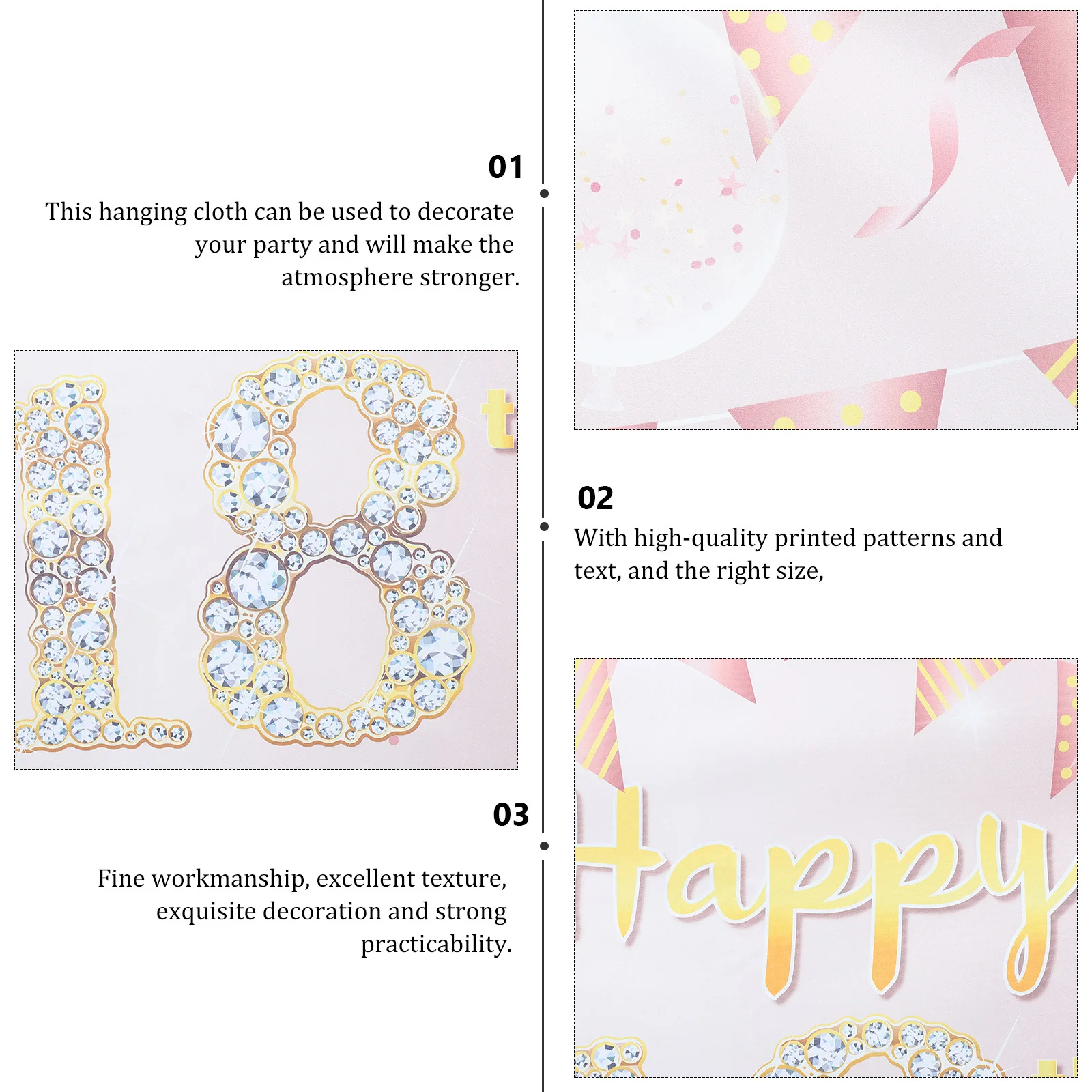 

1pcs Birthday Party Banner 18 Year Old Backdrop Large Size Photography Background Happy 18Th Birthday Decoration Party Supplies