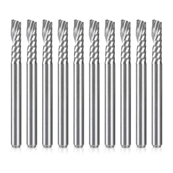 10 Pack CNC Router Bits 1/8 Inch Shank Spiral Upcut Router Bit Single Flute End Mill Set Milling Cutter Tungsten Steel Engraving