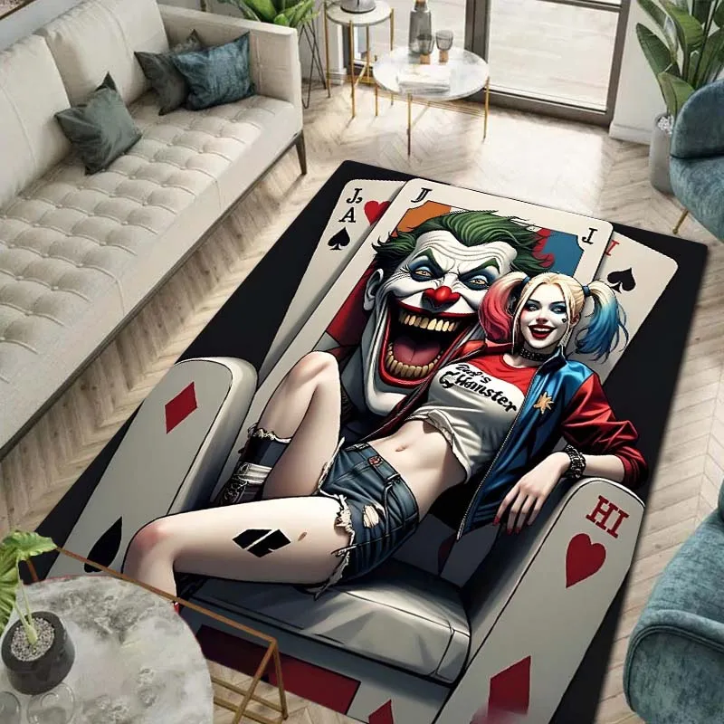 

3DFashionable cartoon printed H-Harley-Quinn-n area living room bedroom decoration carpet yoga mat flannel anti slip carpet gift