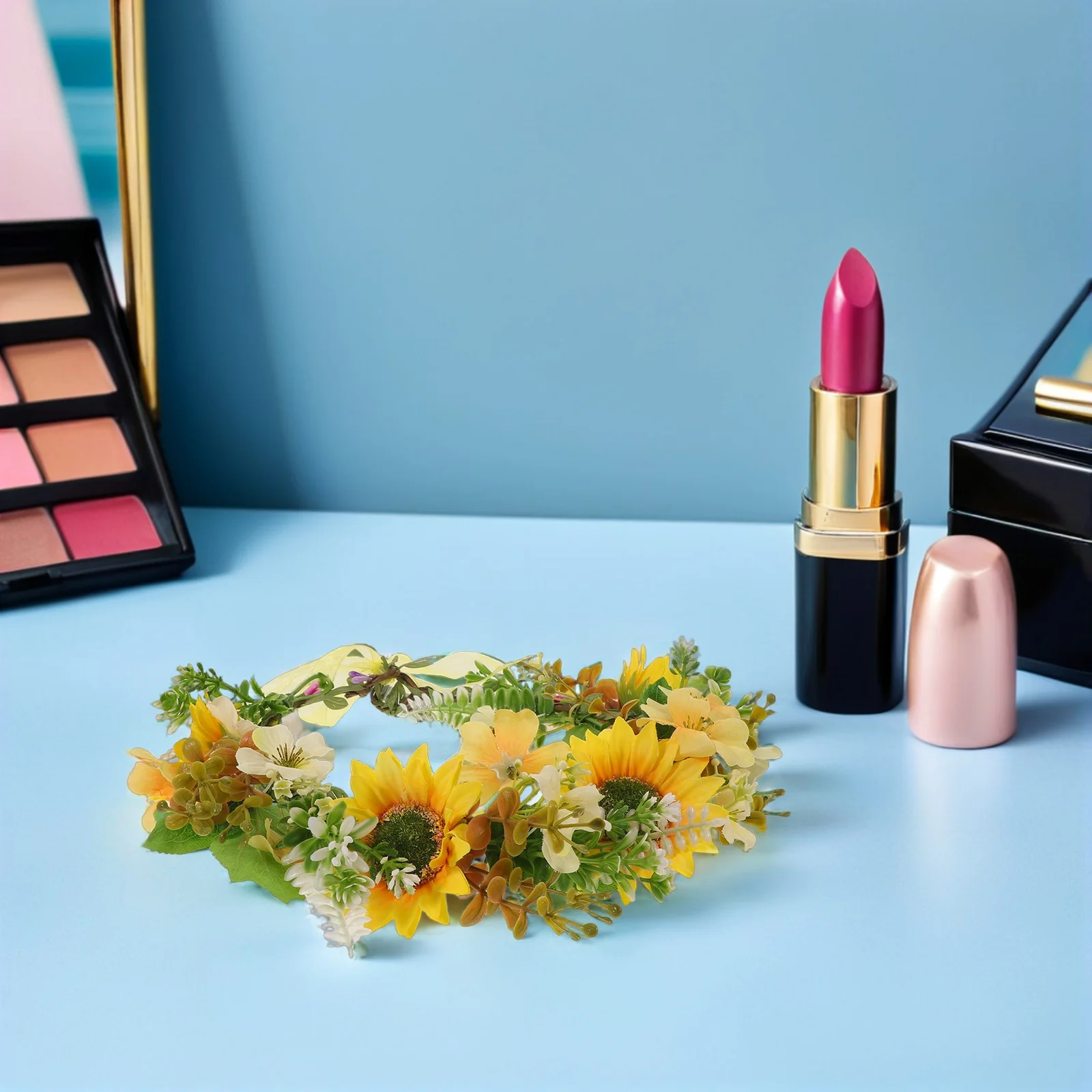 Vibrant Sunflower Crown Headpiece with Realistic Floral Design Lightweight Comfortable Wear for Festivals Weddings Parties Photo