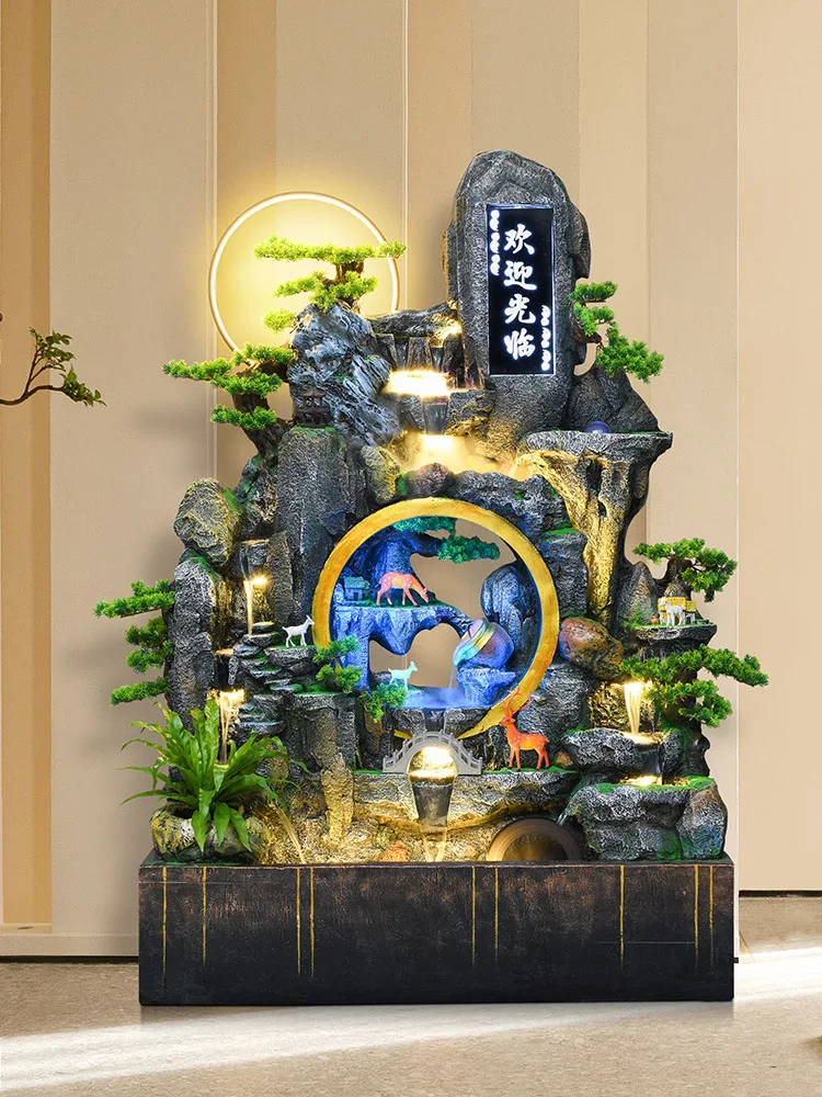 Artificial Mountain and Fountain Alpine Fortune Furnishings Decoration