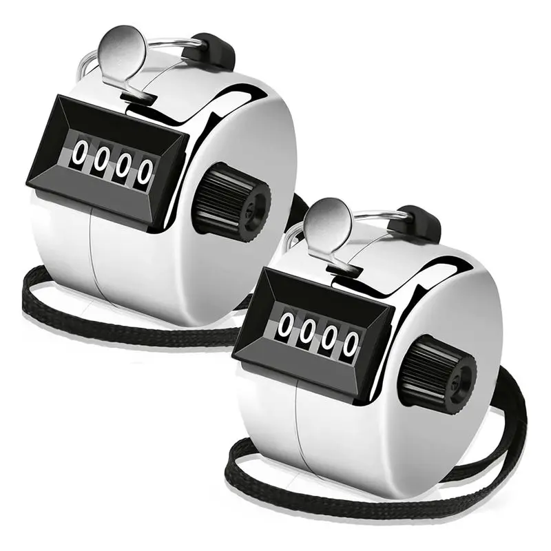 -[Cilae-17R] 2 Pack Clicker Counter Hand Tally Counter Clicker, 4 Digit Mechanical Palm Click Counter Forcoaching, Sports Events