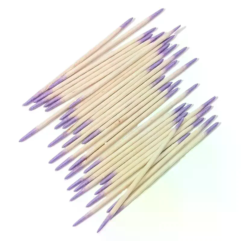 100/200/300/500Pcs Nail Double-Head Wood Swab Cleaning Sticks Purple Dual-Tipped Cotton Head Cleaning Swab Nail Polish Remover