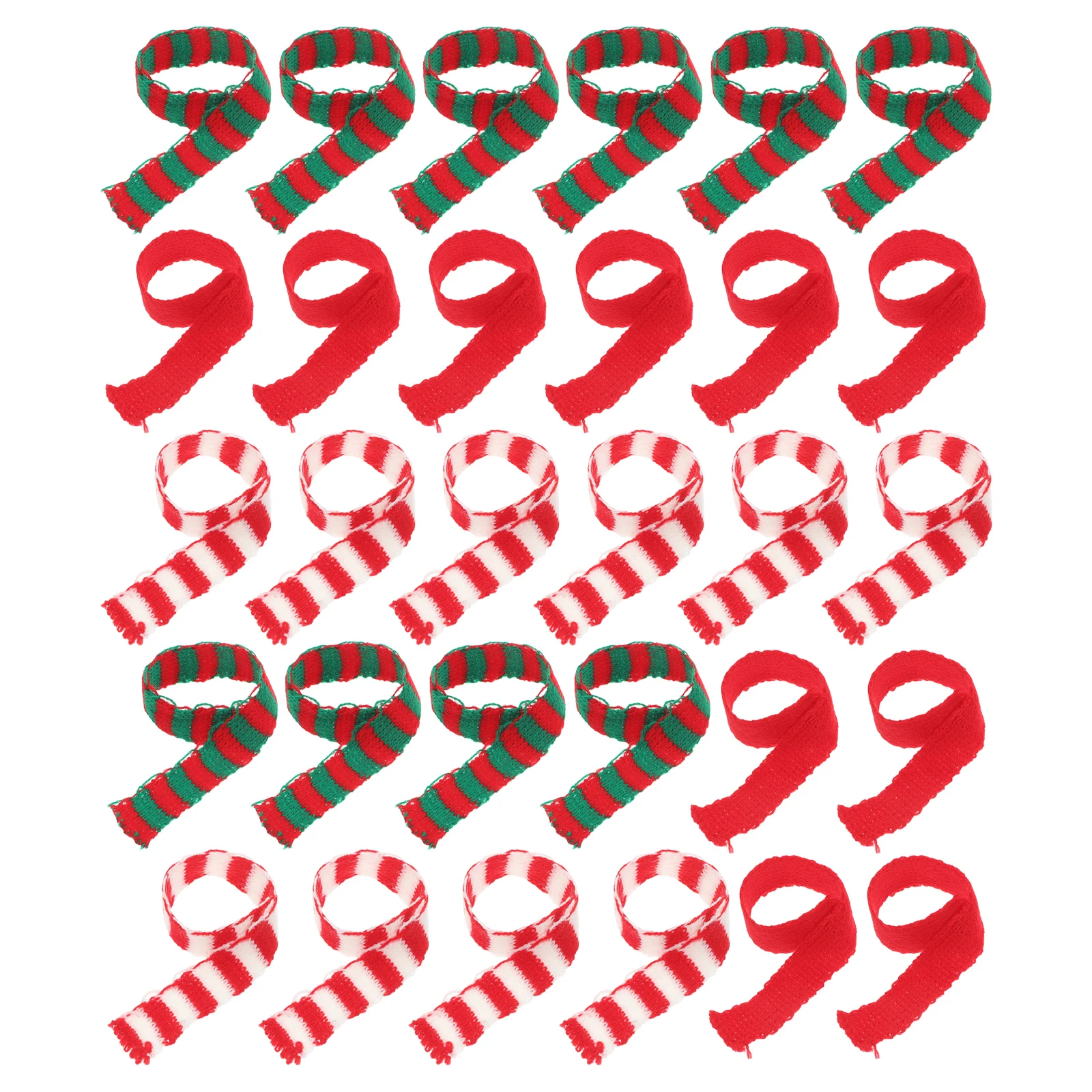 

7pcs Christmas Scarf Woolen Xmas Tiny Scarfs Miniature Craft Scarves Decorations