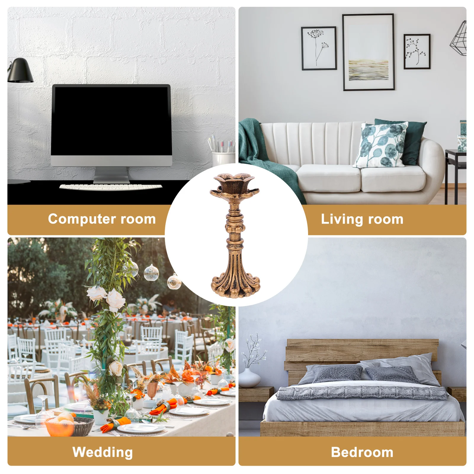 

European Style Resin Taper Holder Wedding Hotel Decorative Pillar Candlestick Stand Candlestick Holder