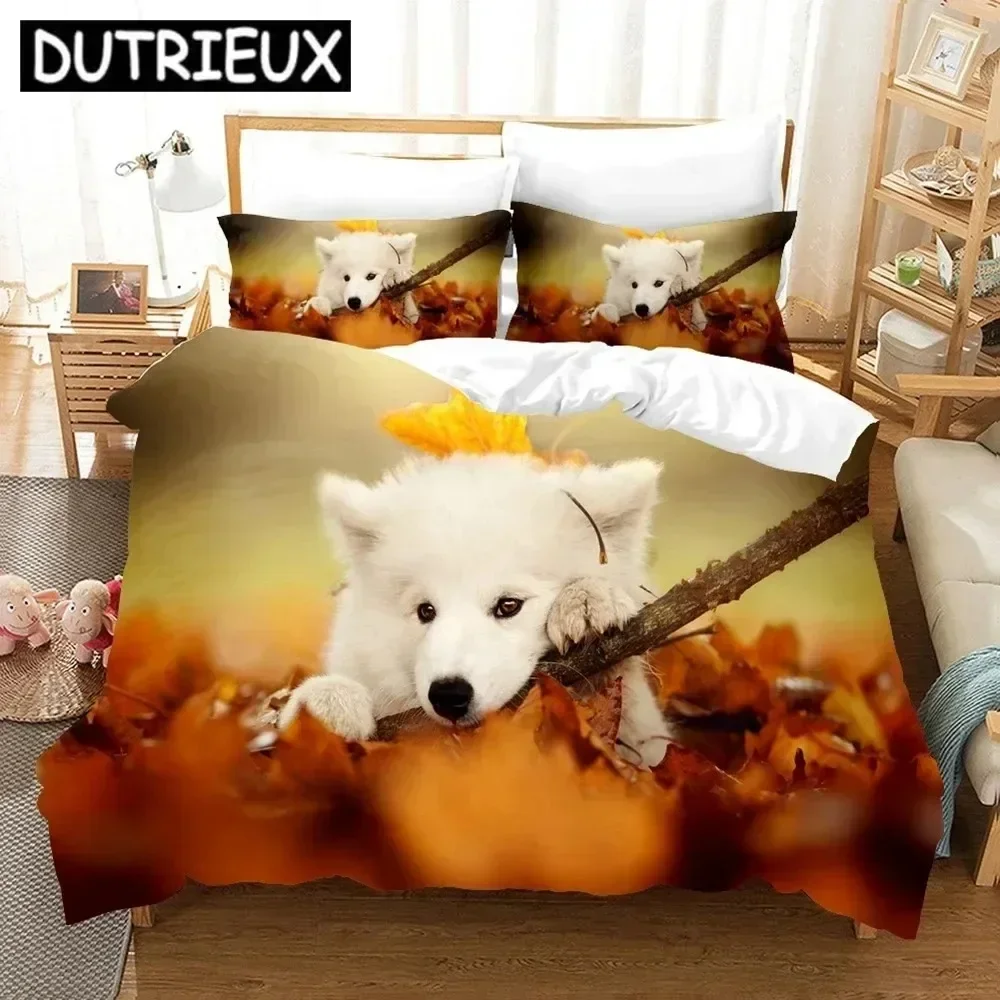 Luxury New 3D Print Samoyed Comfortable Duvet Quilt Cover Pillowcase Bedding Set Children Bedroom Decoration Home Textile