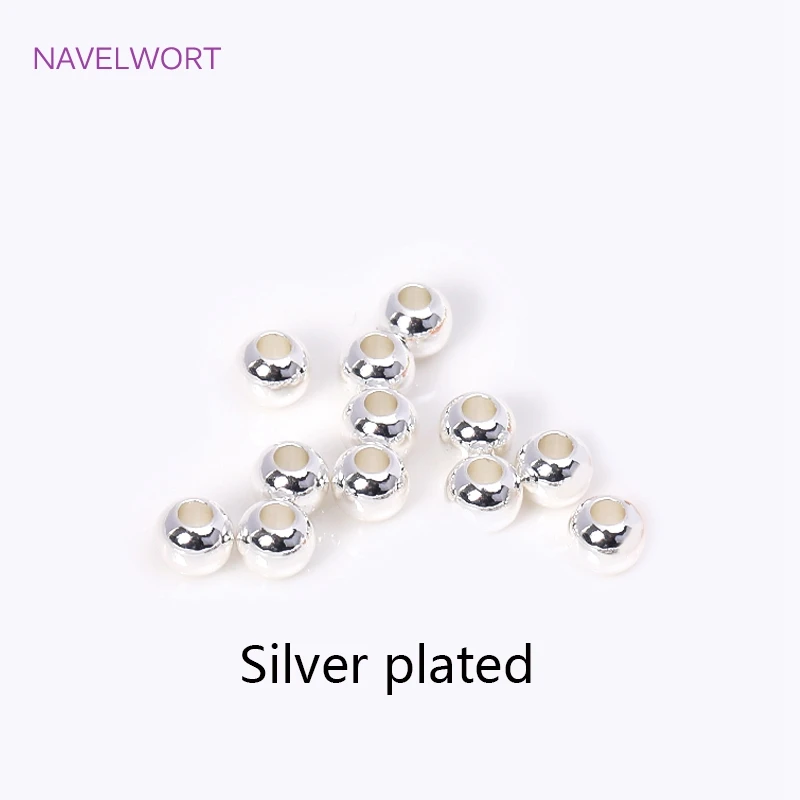2/2,5/3/4/5/6 mm 18 Karat vergoldete lose Perlen aus Messing, runde Distanzperlen für Armbandherstellung, Zubehör für Schmuck – Detail 27