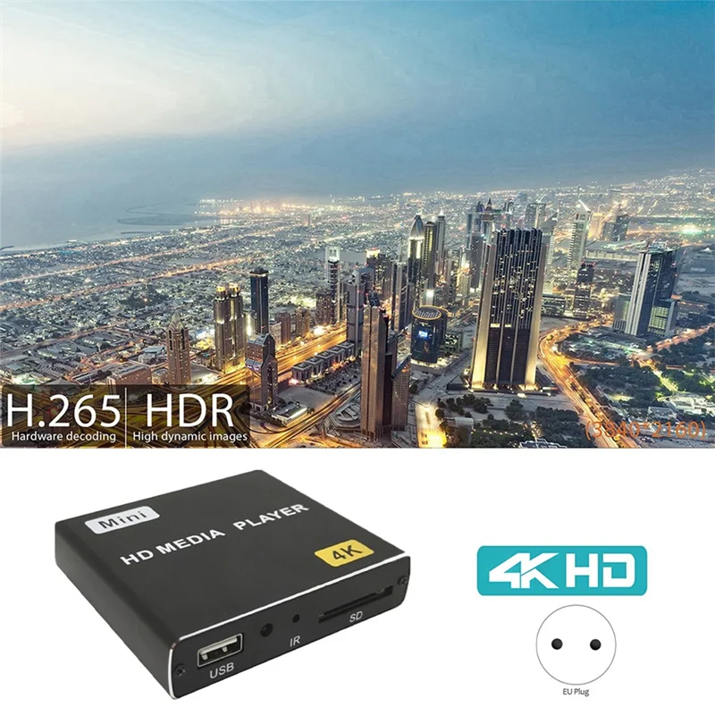 Горизонтальный и вертикальный цифровой видеоплеер A88X 1080P с USB-накопителем/SD-картами, вилкой европейского стандарта