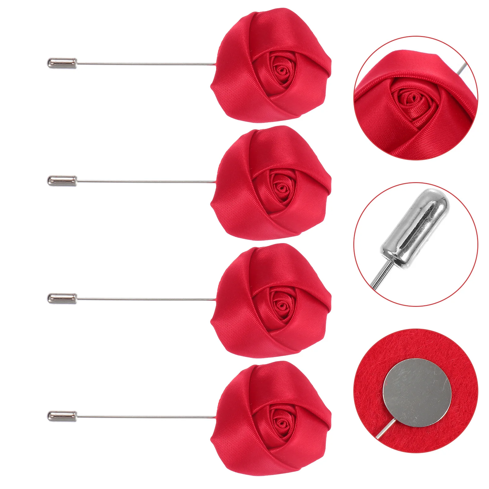 

4pcs Rose Flower Brooches Men Suit Accessory Xmas Decorative Breastpins For Men'S Clothing Corsage
