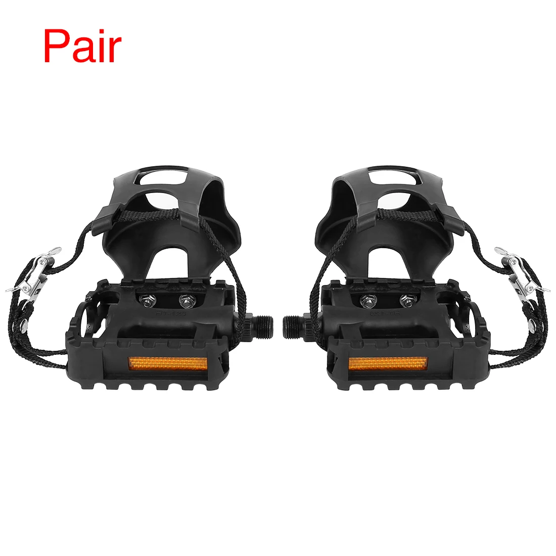 X Autohaux 1 쌍 도로 산악 자전거 운동 자전거 페달 9/16 ''스핀들 플랫폼 안티-슬립 발가락 클립 발 스트랩 