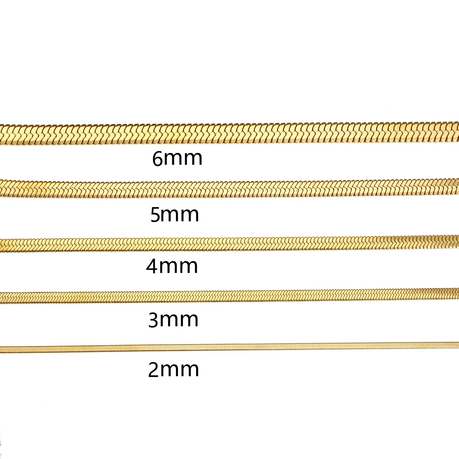 1pc 2mm-6mm 304 Stainless Steel Bracelet Gold Color Snake Chain Bracelet Lobster Claw Clasp For Women Party Jewelry 15-20cm Long