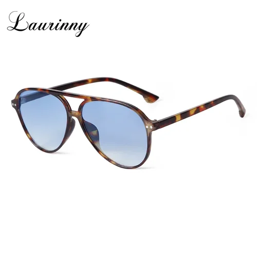 Gafas de sol de piloto de lujo para mujer y hombre, diseño de marca, Retro, aviador, lente degradado azul, montura de tortuga, gafas de sol para mujer UV400