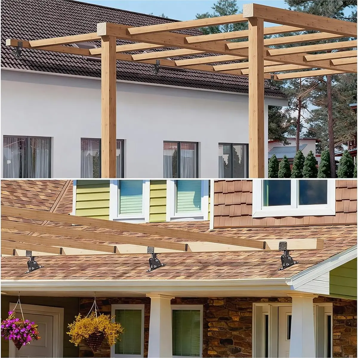 

KSOL Heavy Duty Pergola Roof Riser Brackets Adjustable Angle Patio Roof Riser Brackets for Wood Patio Cover Gazebo