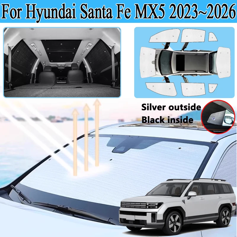 

Солнцезащитный козырек с полным покрытием для Hyundai Santa Fe MX5 2023~2026, солнцезащитный козырек для окон автомобиля, защита от солнца, блоки защиты от ультрафиолета, аксессуары