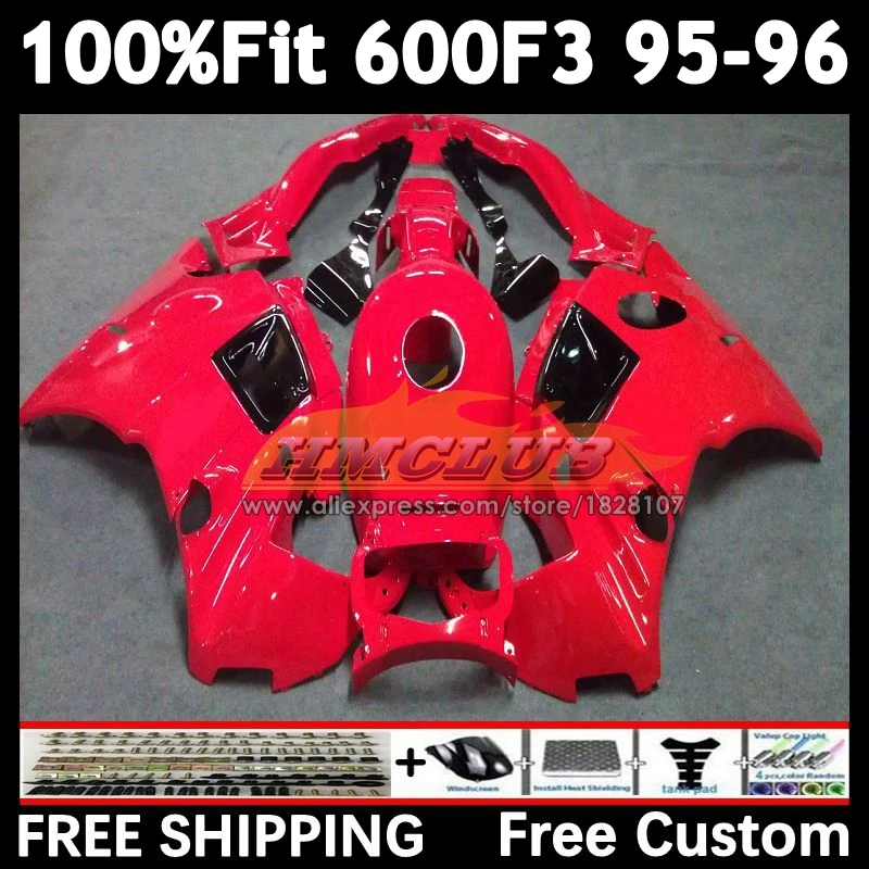 OEM Fairing +Tank For HONDA red glossy CBR 600F3 600 F3 FS CBR600FS 56No.109 CBR600 F3 CBR600F3 95 96 1995 1996 Injection Body