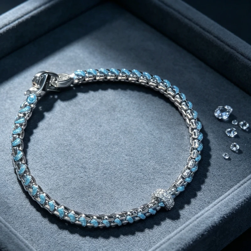 

S925 pure silver blue grape vine sparkling diamond bracelet, light luxury, high-end, niche design, versatile and fashionable