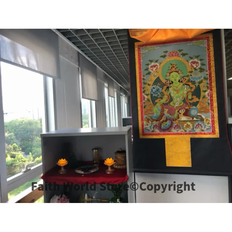 140CM large -TOP Handmade silk Thangka -Tibetan Buddhism Thang-ga -efficacious Protection Green Tara Bodhisattva Tara Buddha art