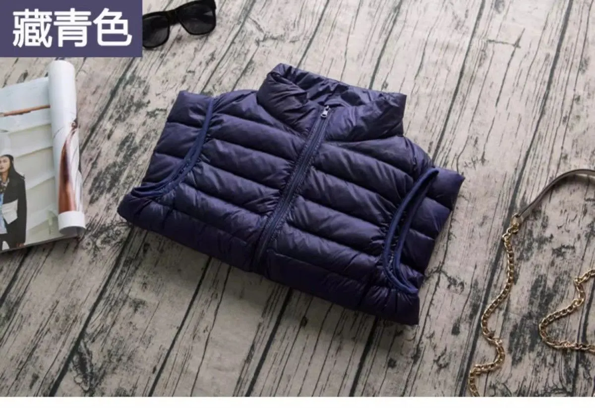 Spring Autumn Women Lightweight Puffer Jacket White Duck Down Vest Warm Winter Slim Sleeveless Waistcoat Female Portable Outwear