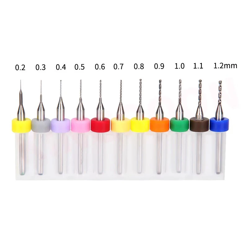 10pcs 0.3mm to 1.2mm PCB mini drill Bit tungsten steel carbide for print circuit board cnc drill Bits Machine