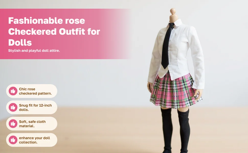 

Масштаб 1:6, студенческая форма, клетчатая юбка, рубашка, чулки с галстуком для 12 дюймов