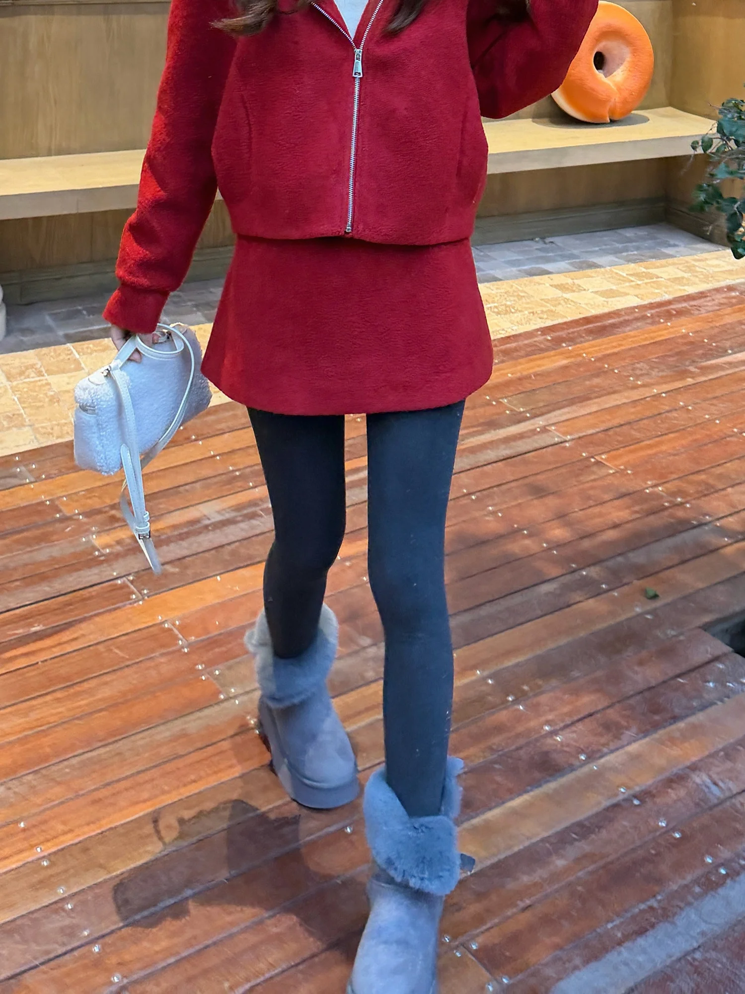 

Красная шерстяная юбка А-силуэта в корейском стиле для женщин, универсальная, зимняя, повседневная, средней длины, приталенного кроя